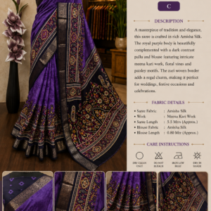 Elegant Royal Purple  Amisha Silk saree with a deep navy contrast blouse
