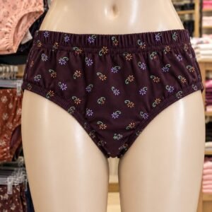 Dissa women's panty in deep maroon with a multicolour floral and leafy print,