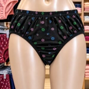 Dissa women's panty in black with a multicolour floral