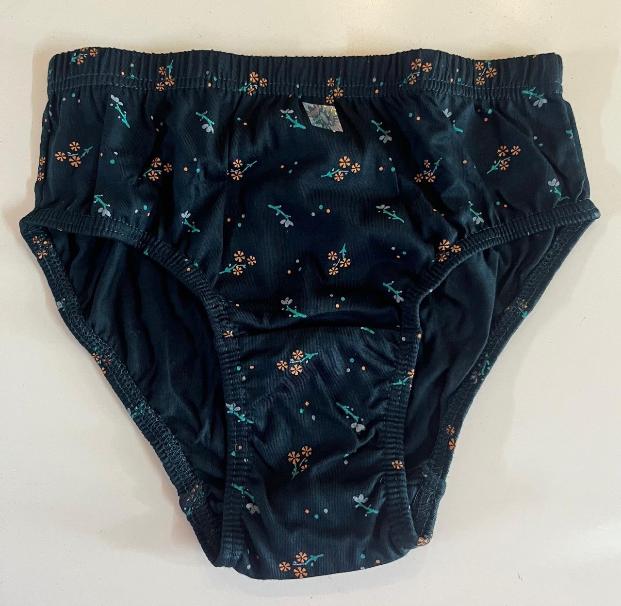 Dissa women's panty in dark navy blue with a multicolour floral and leafy print, - Image 2