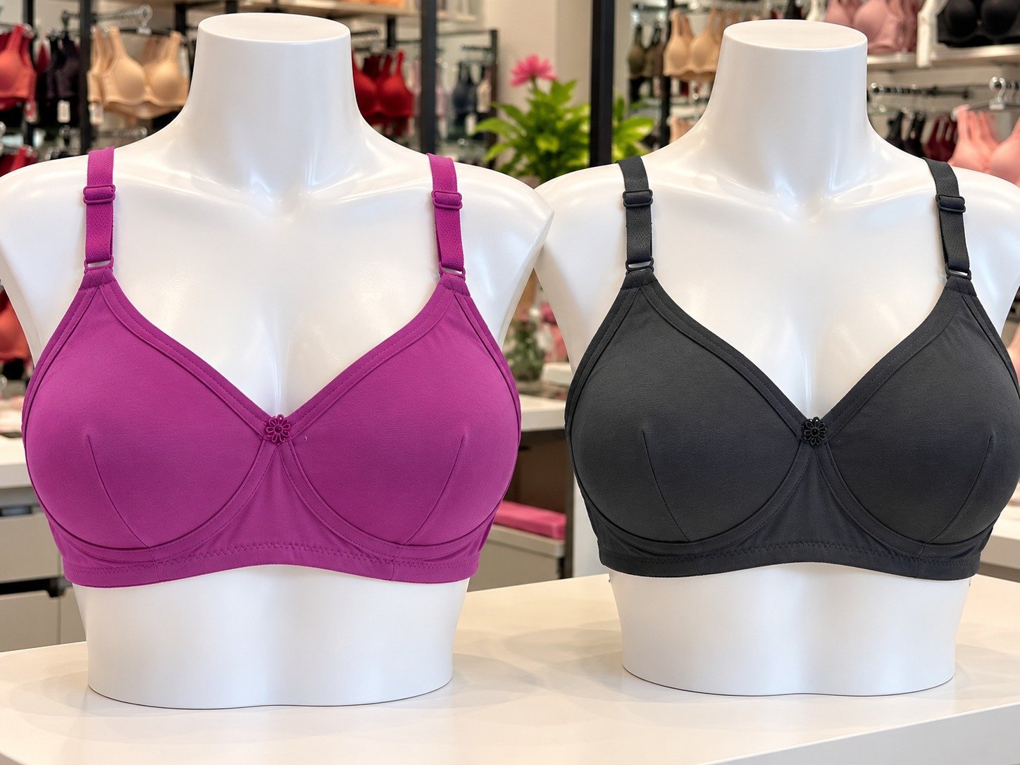 Dark Pink and Charcoal Black Colour Bras