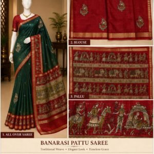 Pattu Saree ? Deep Green & Red
