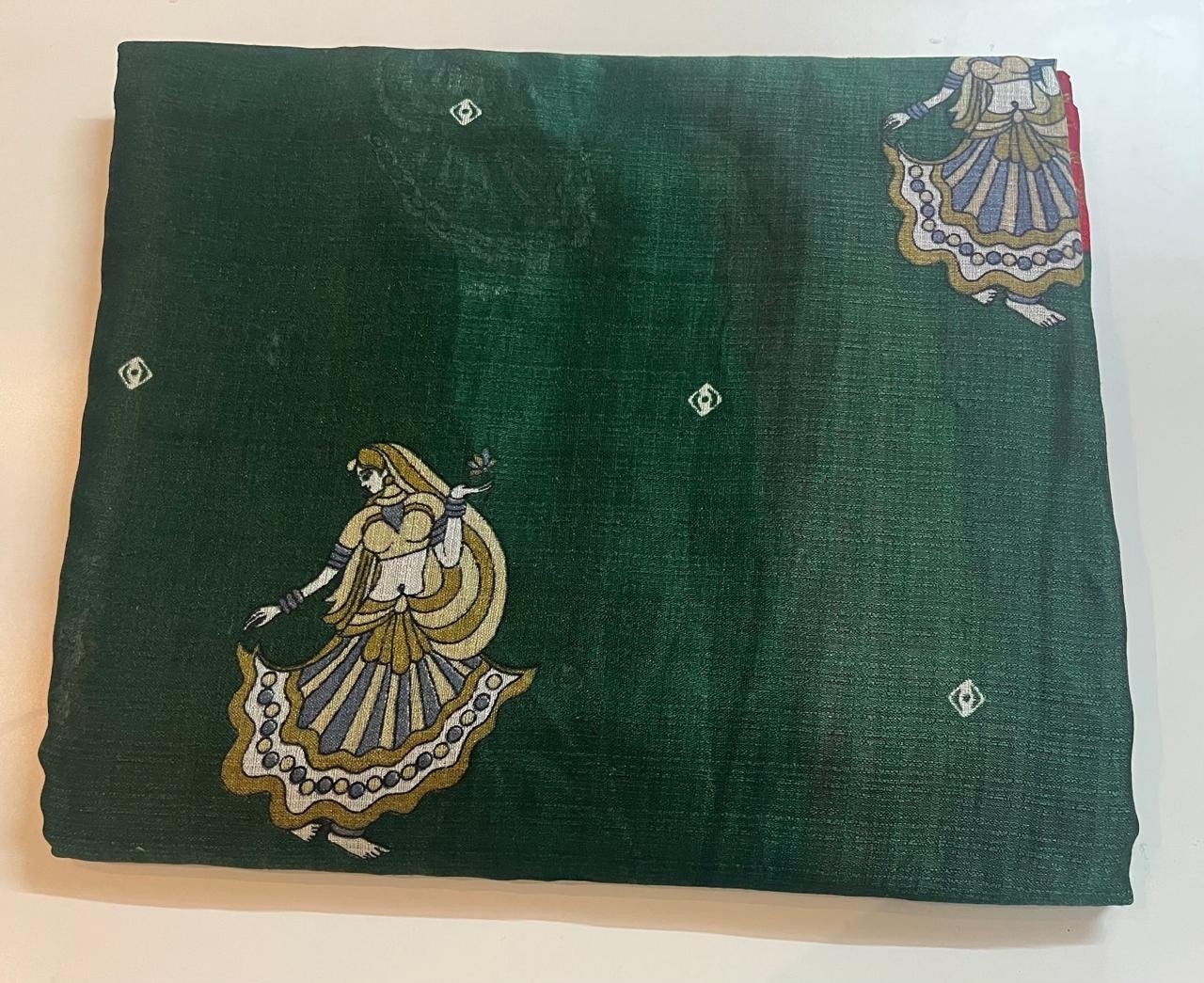 Pattu Saree ? Deep Green & Red - Image 3