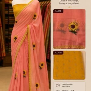Excellent Peach Pink Saree