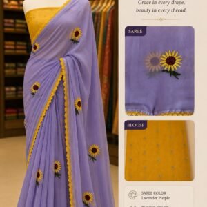 Elegant lavender-purple georgette saree