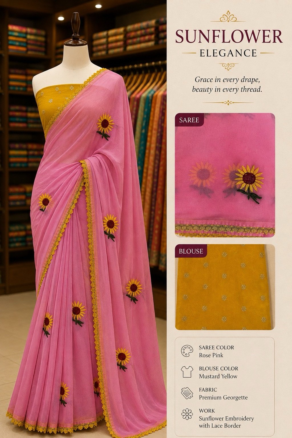 Elegant Pink Saree