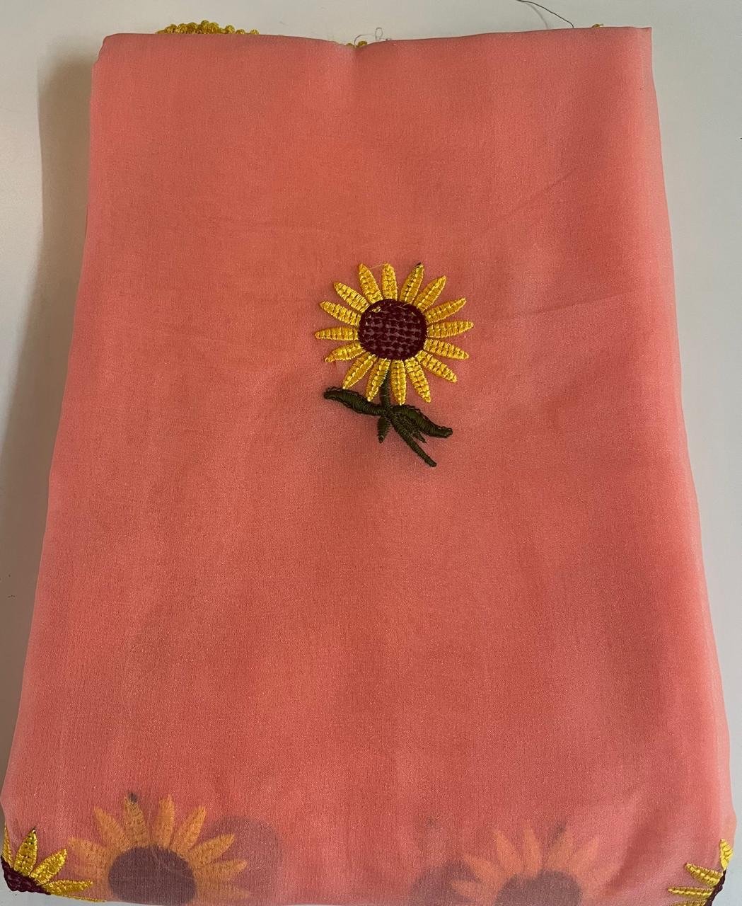 Excellent Peach Pink Saree - Image 2
