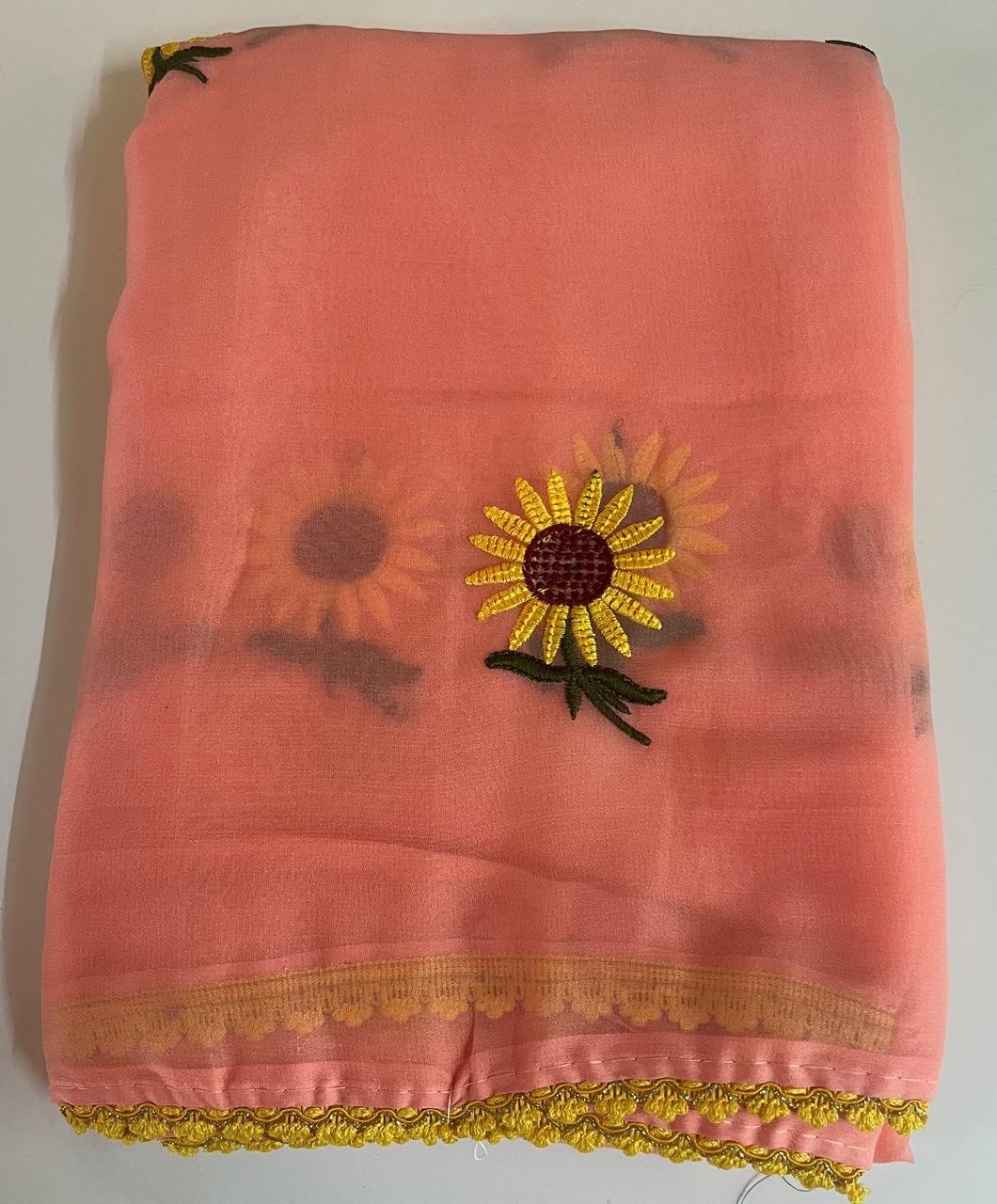 Excellent Peach Pink Saree - Image 3