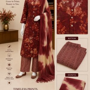 Dark Orangish Maroon Floral Design