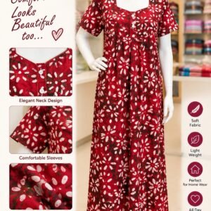 Red Printed Cotton Nighty