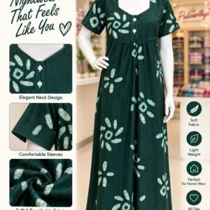 Green Printed Cotton Nighty