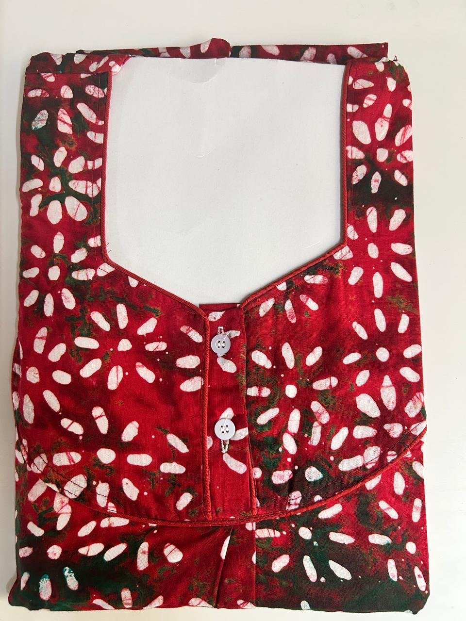 Magenta Floral Printed Cotton Nighty - Image 2
