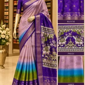 Violet Boarder Blue Multi Colour Saree
