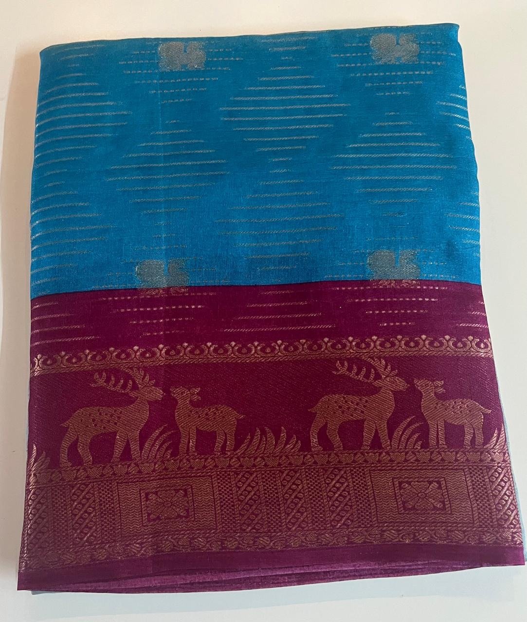 Blue and Maroon Multi Colour Saree - Image 2