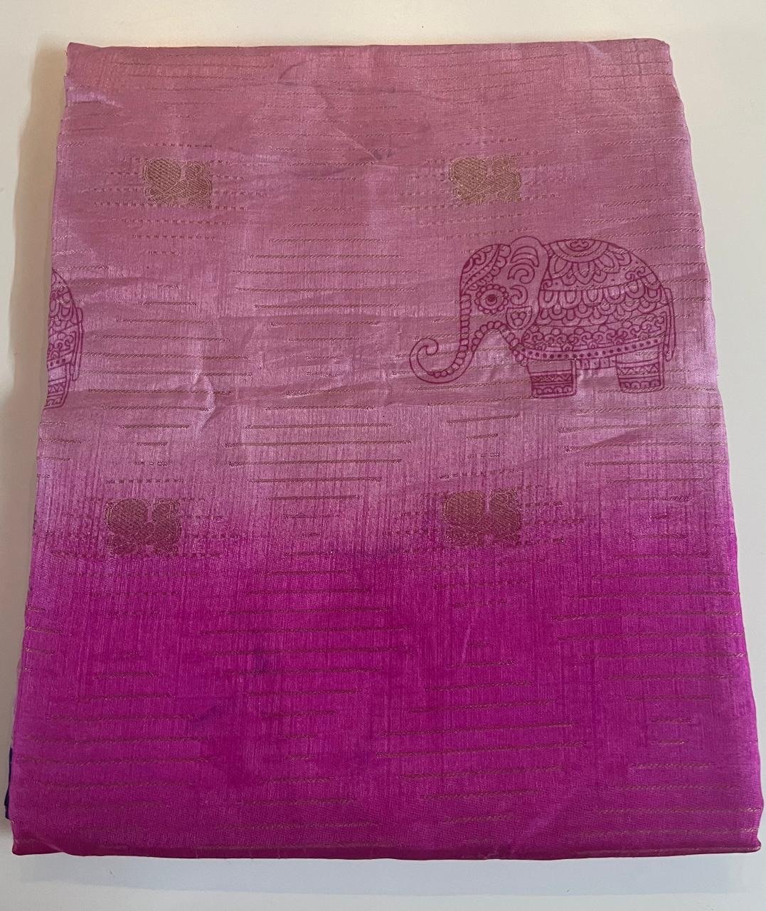 Blue boardered Pink Colour Multi Colour Saree - Image 2