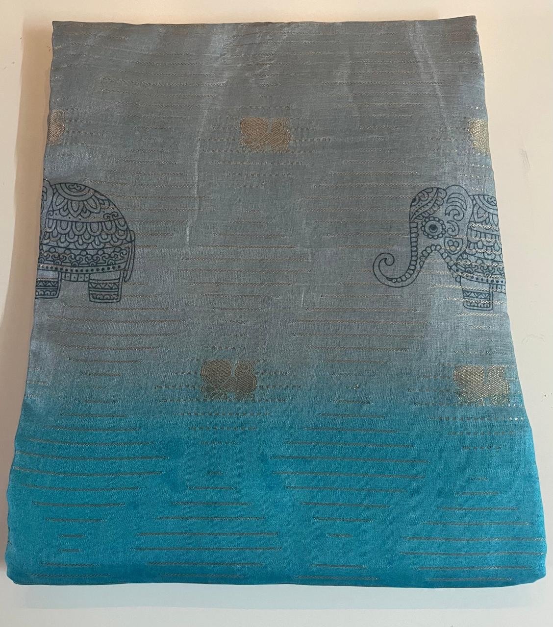 Blue and Maroon Multi Colour Saree - Image 3