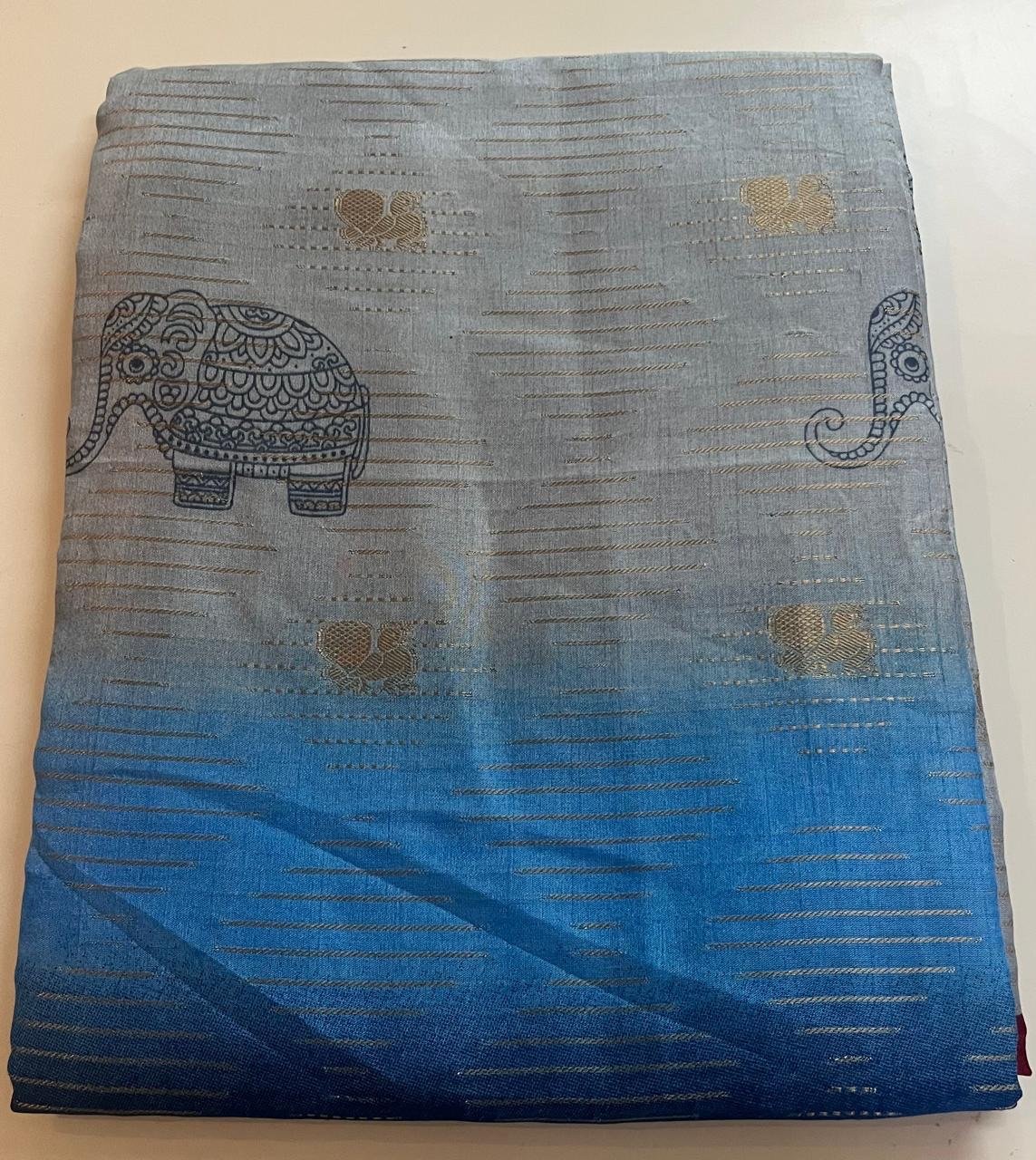 Dark Maroon Boardered Blue Multi Colour Saree - Image 2
