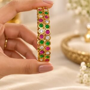 Pulivarthys Multicolor Gemstone Gold-Tone Bangles