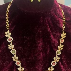 Pulivarthys Gold-Tone Floral Stone Necklace Set
