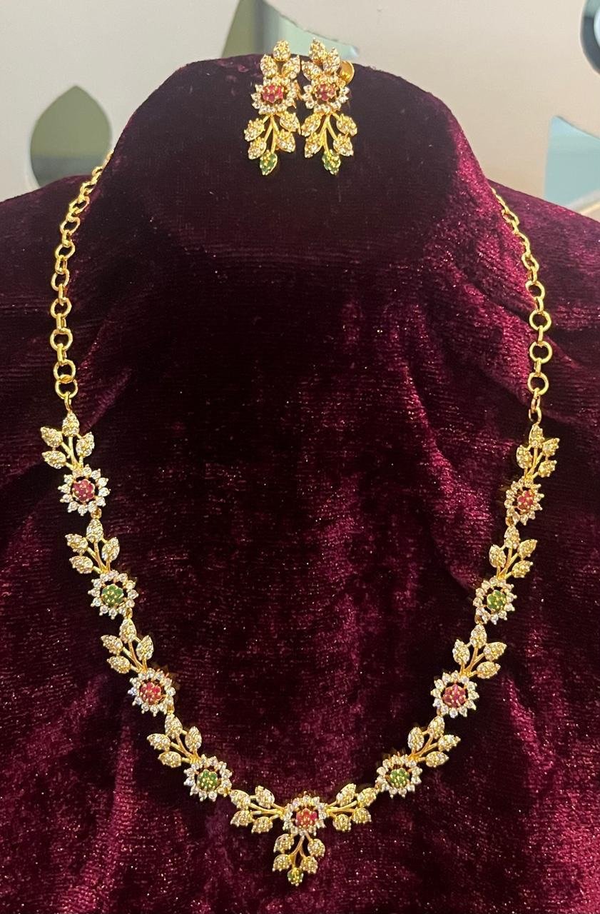 Pulivarthys Gold-Tone Floral Stone Necklace Set