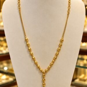 Gold-Tone V-Shaped Teardrop Bead Necklace